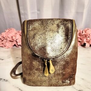 HOBO LE Purple & Silver Metallic Suede Leather 'Fern' Crossbody Bag